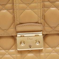 Pre Owned Dior Beige Cannage Leather Large Miss Dior Shoulder Bag