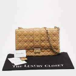 Pre Owned Dior Beige Cannage Leather Large Miss Dior Shoulder Bag