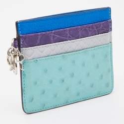 Pre Owned Dior Multicolor Mixed Exotic and Leather Lady Dior Card Holder