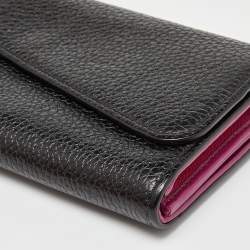 Pre Owned Dior Black/Pink Leather Diorissimo Rencontre Chain Wallet