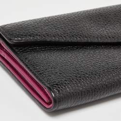 Pre Owned Dior Black/Pink Leather Diorissimo Rencontre Chain Wallet