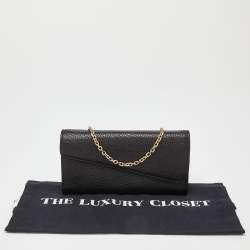 Pre Owned Dior Black/Pink Leather Diorissimo Rencontre Chain Wallet