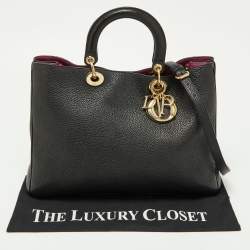 Pre Owned Dior Black Leather Large Diorissimo Shopper Tote