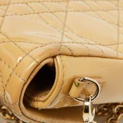 Pre Owned Dior Beige Cannage Patent Leather Miss Dior Promenade Chain Pouch