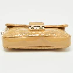 Pre Owned Dior Beige Cannage Patent Leather Miss Dior Promenade Chain Pouch
