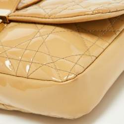 Pre Owned Dior Beige Cannage Patent Leather Miss Dior Promenade Chain Pouch