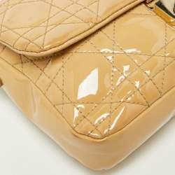 Pre Owned Dior Beige Cannage Patent Leather Miss Dior Promenade Chain Pouch