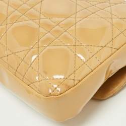 Pre Owned Dior Beige Cannage Patent Leather Miss Dior Promenade Chain Pouch