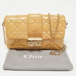 Pre Owned Dior Beige Cannage Patent Leather Miss Dior Promenade Chain Pouch