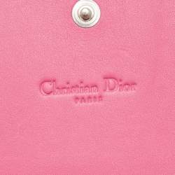 Pre Owned Dior Pink Oblique Embossed Patent Leather Continental Wallet