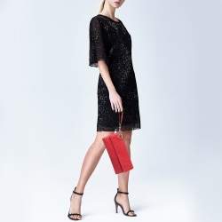 Dior Red Woven Leather Wristlet Clutch
