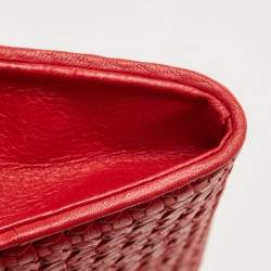 Dior Red Woven Leather Wristlet Clutch