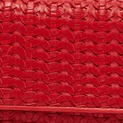 Dior Red Woven Leather Wristlet Clutch
