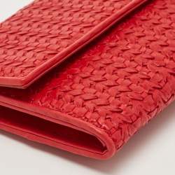 Dior Red Woven Leather Wristlet Clutch