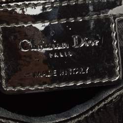Pre Owned Dior Black Cannage Patent Leather Medium Lady Dior Tote