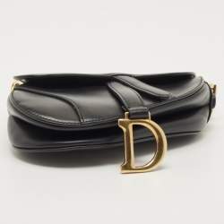 Dior Black Leather Mini Saddle Bag