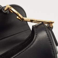 Dior Black Leather Mini Saddle Bag