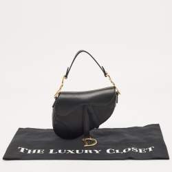 Dior Black Leather Mini Saddle Bag