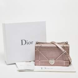 Pre Owned Dior Pink Microcannage Patent and Leather Medium Diorama Flap Shoulder Bag