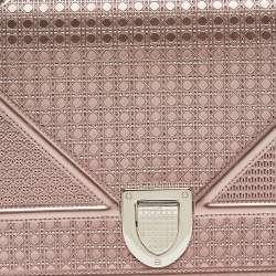 Pre Owned Dior Pink Microcannage Patent and Leather Medium Diorama Flap Shoulder Bag