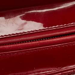Pre Owned Dior Red Cannage Patent Leather Medium Lady Dior Tote