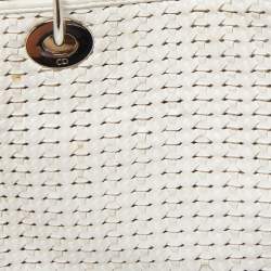 Pre Owned Dior White Woven Leather Soft Lady Dior Shopping Tote