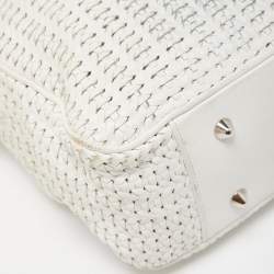 Pre Owned Dior White Woven Leather Soft Lady Dior Shopping Tote