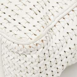 Pre Owned Dior White Woven Leather Soft Lady Dior Shopping Tote