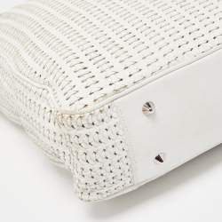 Pre Owned Dior White Woven Leather Soft Lady Dior Shopping Tote