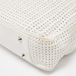 Pre Owned Dior White Woven Leather Soft Lady Dior Shopping Tote