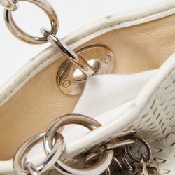 Pre Owned Dior White Woven Leather Soft Lady Dior Shopping Tote