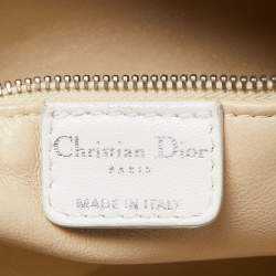 Pre Owned Dior White Woven Leather Soft Lady Dior Shopping Tote