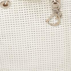 Pre Owned Dior White Woven Leather Soft Lady Dior Shopping Tote