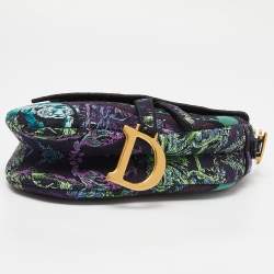 Pre Owned Dior Multicolor Floral Embroidered Canvas Saddle Bag