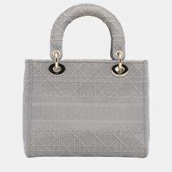 Pre Owned Dior Grey Medium Cannage Lady D-Lite