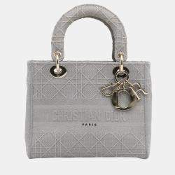 Pre Owned Dior Grey Medium Cannage Lady D-Lite