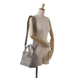 Pre Owned Dior Grey Medium Cannage Lady D-Lite