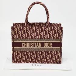 Dior Burgundy Oblique Canvas Small Book Tote 