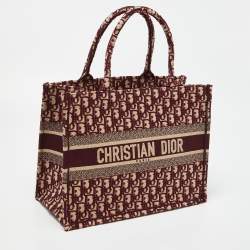 Dior Burgundy Oblique Canvas Small Book Tote 