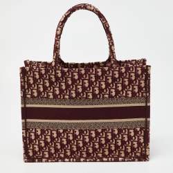 Dior Burgundy Oblique Canvas Small Book Tote 