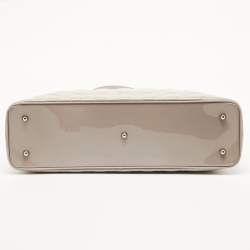 Pre Owned Dior Grey Cannage Patent Leather Extra Large Lady Dior Tote