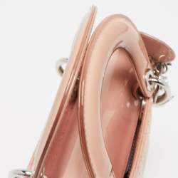 Pre Owned Dior Pink Cannage Patent Leather Mini Lady Dior Tote
