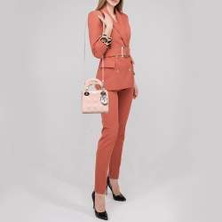 Pre Owned Dior Pink Cannage Patent Leather Mini Lady Dior Tote