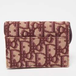 Dior Burgundy Oblique Canvas and Leather Saddle Card Holder