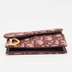Dior Burgundy Oblique Canvas and Leather Saddle Card Holder