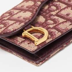 Dior Burgundy Oblique Canvas and Leather Saddle Card Holder