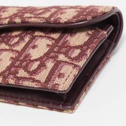 Dior Burgundy Oblique Canvas and Leather Saddle Card Holder
