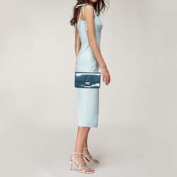 Pre Owned Dior Blue Patent Leather Miss Dior Promenade Chain Pouch