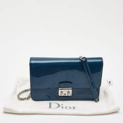 Pre Owned Dior Blue Patent Leather Miss Dior Promenade Chain Pouch