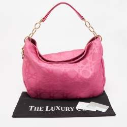 Pre Owned Dior Pink Cannage Canvas Lady Dior Hobo